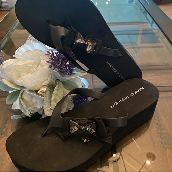 Marc Fisher Bejeweled Platform Flip Flops - Picture 2 of 8